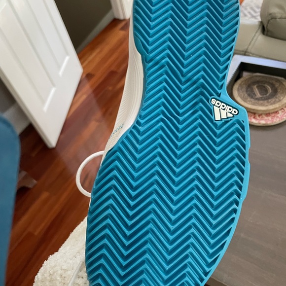 Adidas GameCourt White and Blue Tennis Shoes - Picture 6 of 6